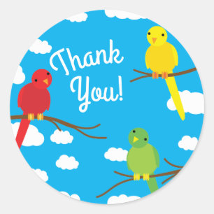 Birds Kid's Birthday Party Classic Round Sticker
