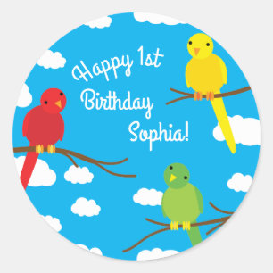 Birds Kid's Birthday Party Classic Round Sticker