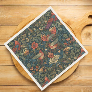 Birds Leaves Floral Vintage William Morris Pattern Napkin