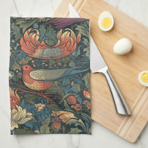Birds Leaves Floral Vintage William Morris Pattern Tea Towel
