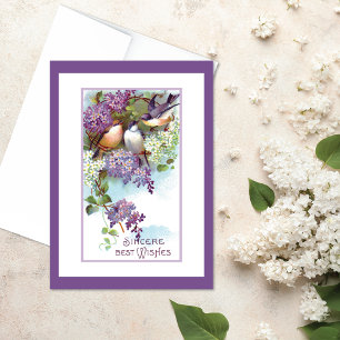 Birds Lilacs Vintage Birthday Card