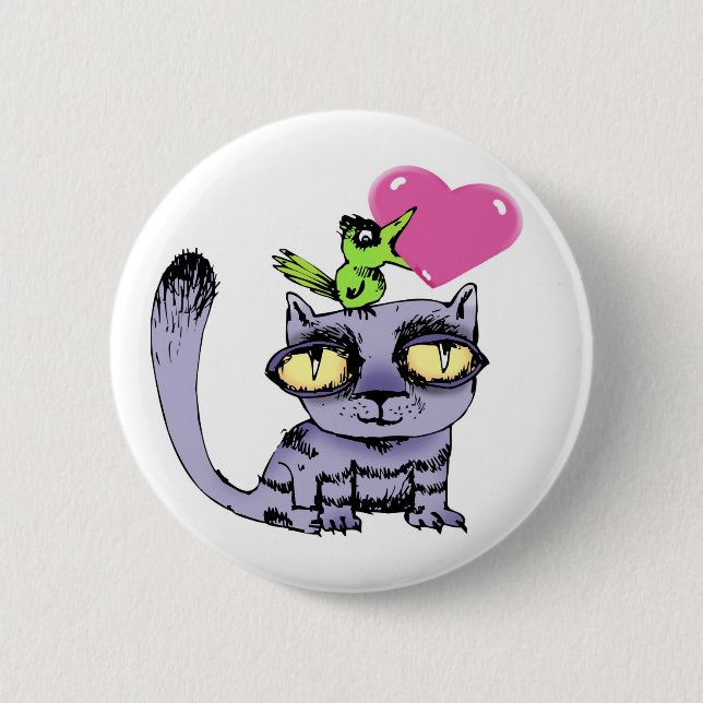 Birds Love Cats 6 Cm Round Badge (Front)
