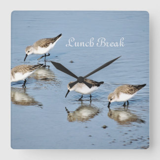 Birds "Lunch Break" Square Wall Clock