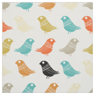Birds Mid Century Modern Colourful Retro Pattern Fabric