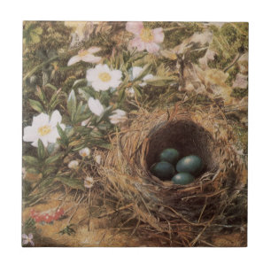Bird's Nest and Dog Roses by John William Hill Tile