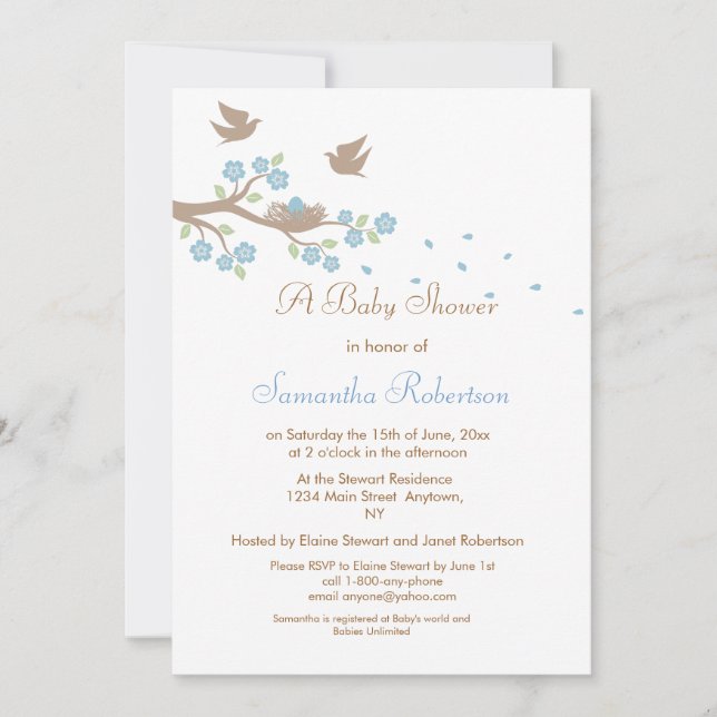 Birds Nest Baby Shower Invitation (Front)