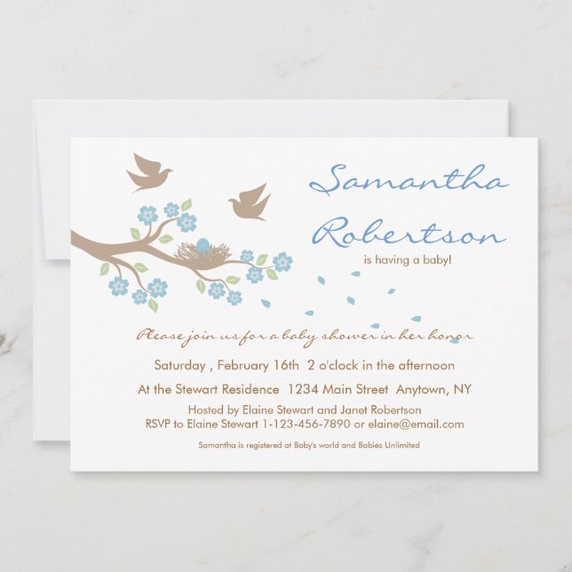 Birds Nest Baby Shower Invitation (Front)