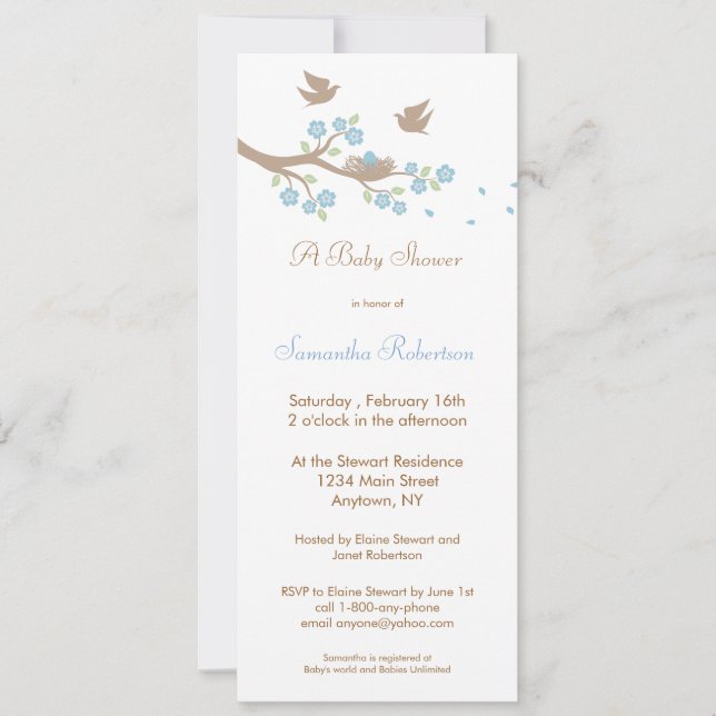 Birds Nest Baby Shower Invitation (Front)