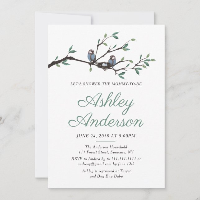 Birds Nest Baby Shower Invitation (Front)