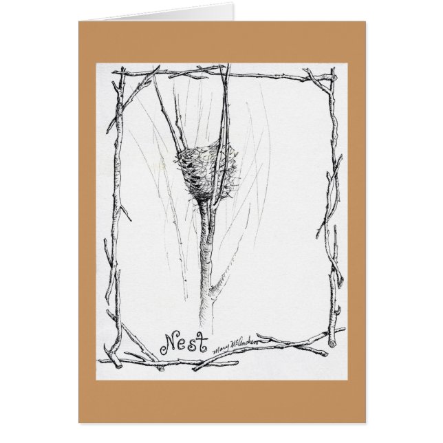 Birds Nest in Winter sketch in ink (Front)