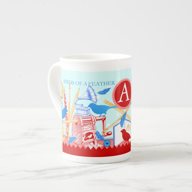 Birds of a Feather Craft Together Bone China Mug (Front Left)