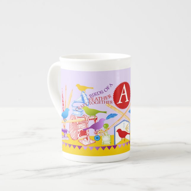 Birds of a Feather Craft Together Bone China Mug 2 (Front Left)