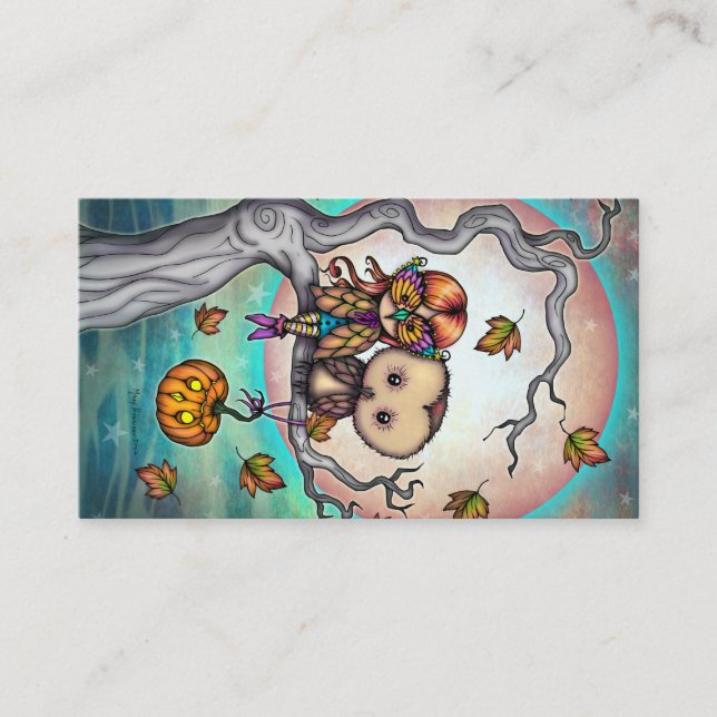 Birds of a Feather Cute Halloween Art Business Card (Front)