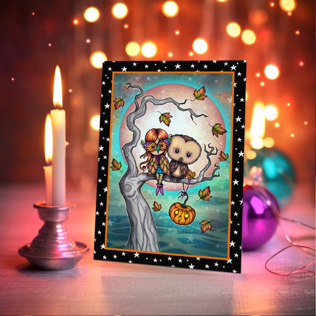 Birds of a Feather Halloween Owl and Girl Card (Creator Uploaded)