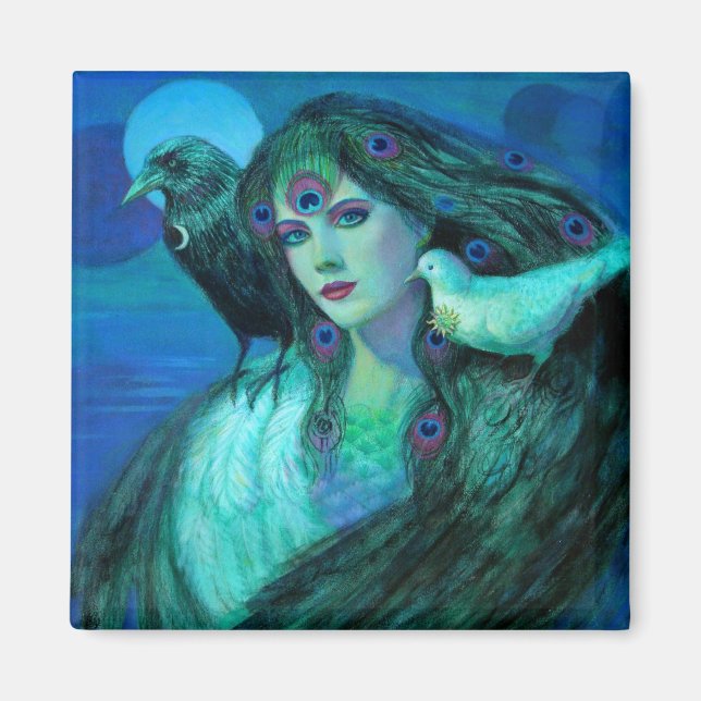 "Birds of Duality- Peacock Lady" Magnet (Front)