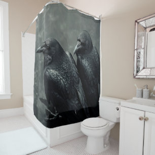 Birds of Feather Pair of  Crows, Ravens Shower Curtain