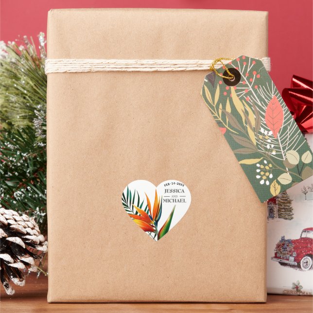  Birds of Paradise Bliss Heart Sticker (Holiday)