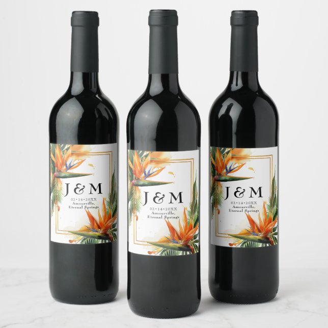  Birds of Paradise Bliss Wine Label (Bottles)
