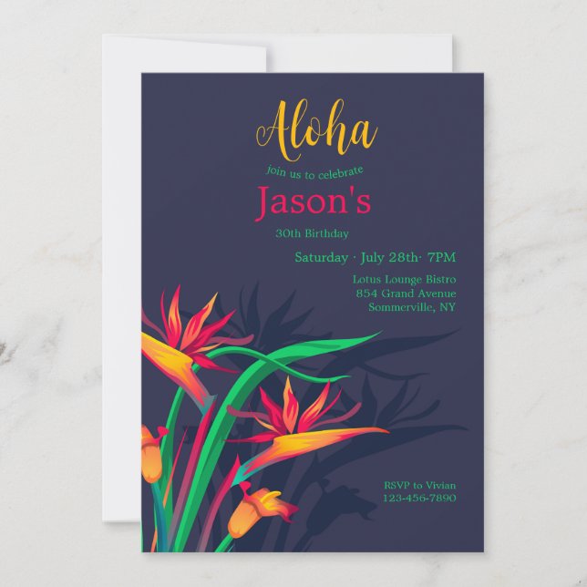 Birds of Paradise Floral Invitation (Front)