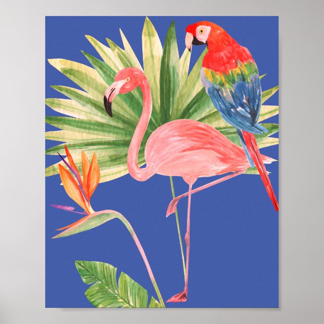 Birds of Paradise ~ Flower, Flamingo and Macaw Poster (Front)