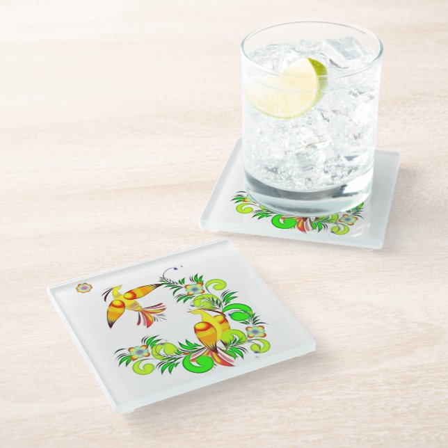 Birds of Paradise Glass Coaster (Angled)