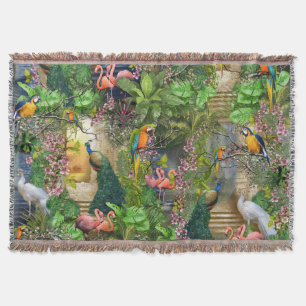 Birds of Paradise Repeat Print Throw Blanket