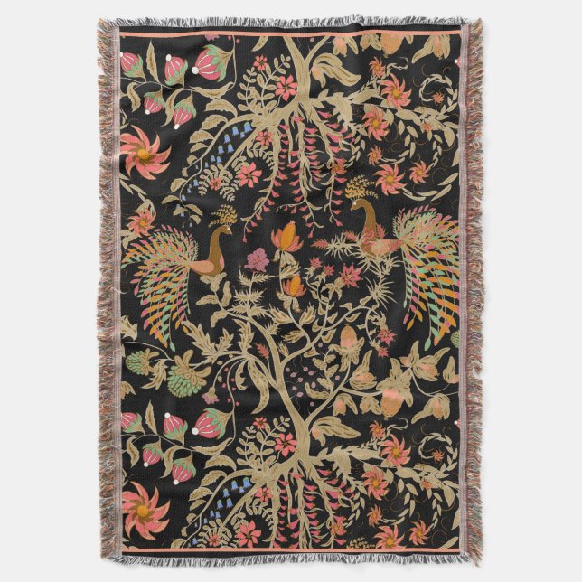 Birds of Paradise Throw Blanket (Front Vertical)