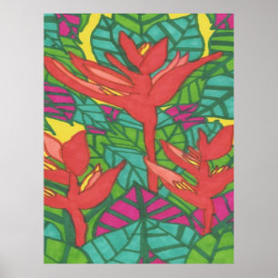 Birds of Paradise Tropical Jungle Poster