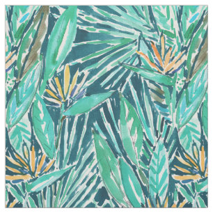 BIRDS OF PARADISE Tropical Watercolor Floral Fabric