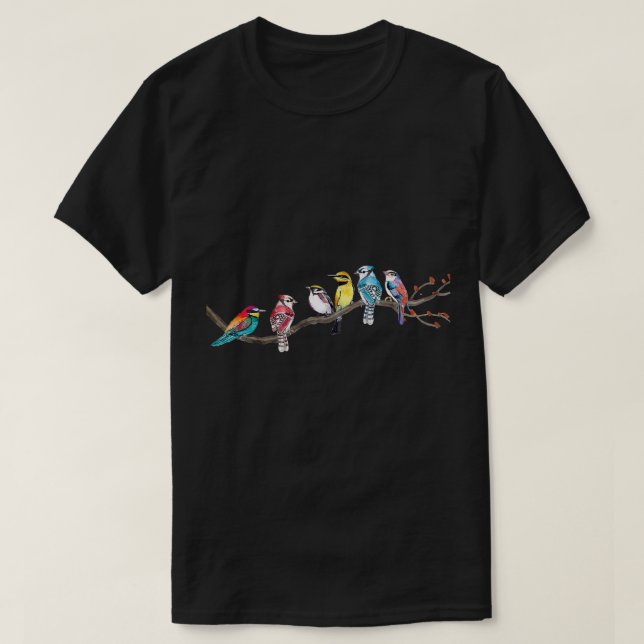 Birds On A Branch Birding Bird Watching Bird Watch T-Shirt (Design Front)