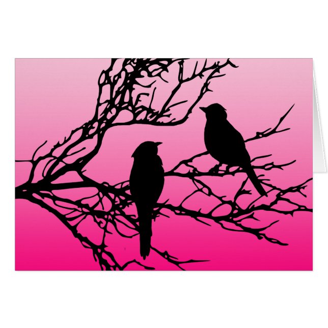 Birds on a Branch, Black Against Dawn Pink (Front Horizontal)