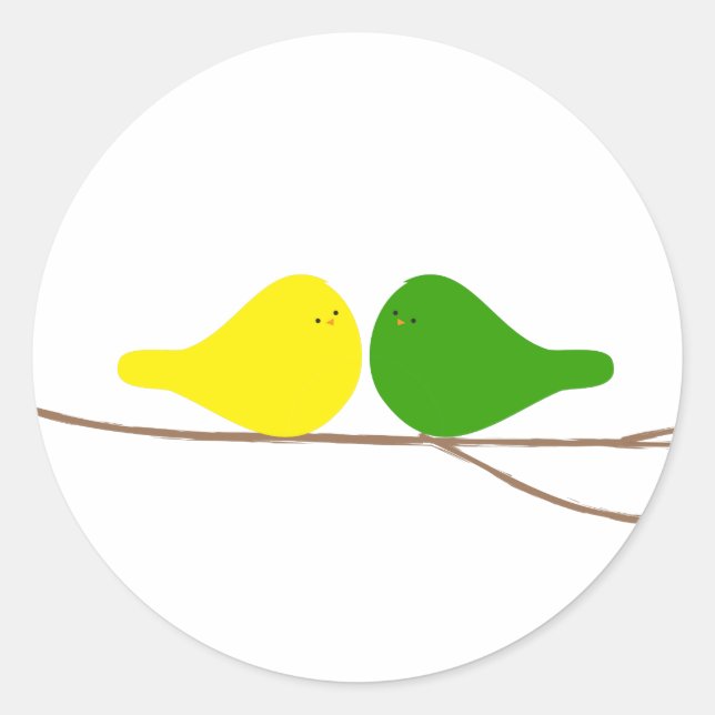 Birds on a Branch Classic Round Sticker (Front)