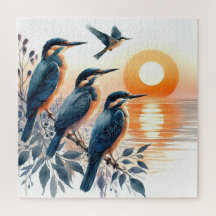 Birds on a branch looking at the sea