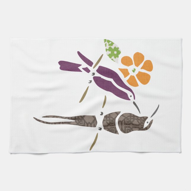 Birds on a branch tea towel (Horizontal)