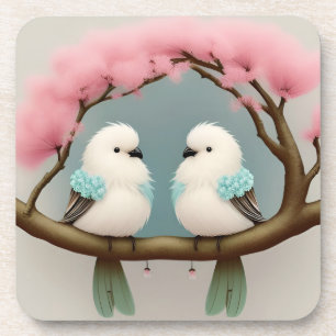 Birds on a Cherry Blossom Branch Coaster