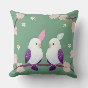 Birds on a Cherry Blossom Branch Cushion