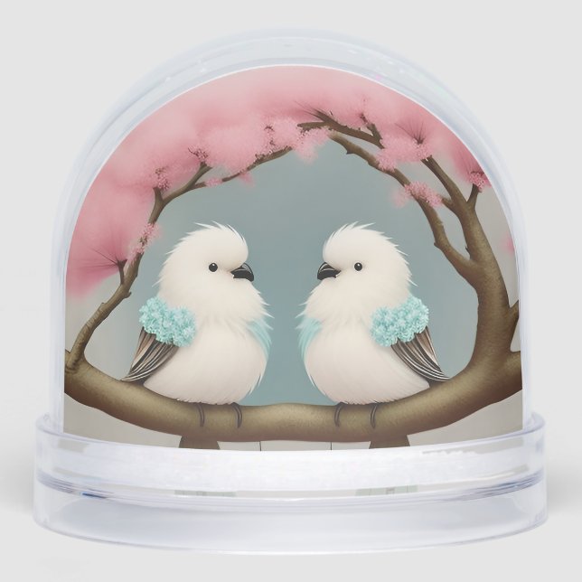 Birds on a Cherry Blossom Branch Snowglobe (Front)