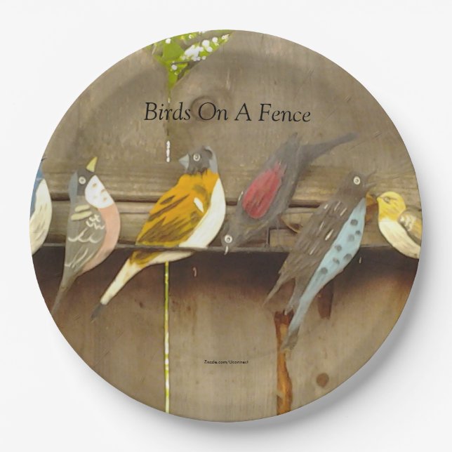 Birds On A Fence Paper Plate (Front)