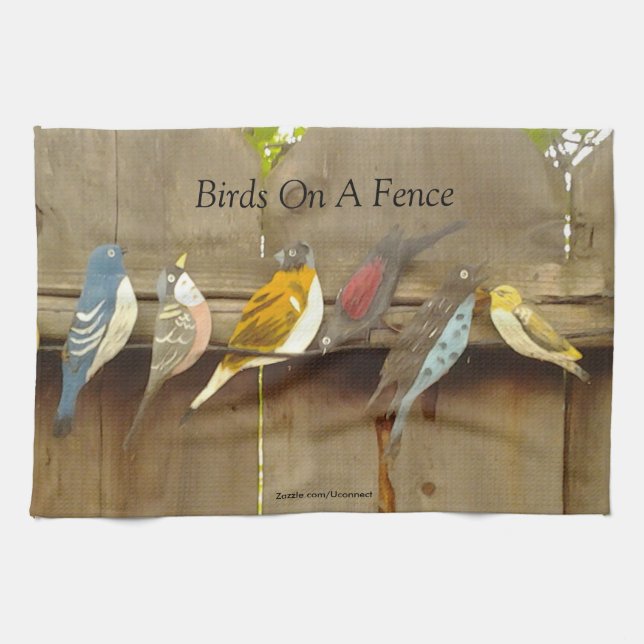 Birds On A Fence Tea Towel (Horizontal)