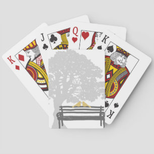 Birds on a Park Bench Wedding Playing Cards