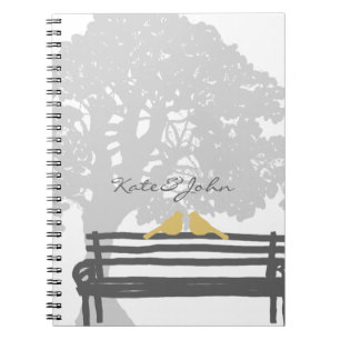 Birds on a Park Bench Wedding Spiral Notebook