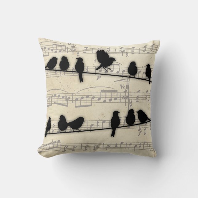 Birds on a wire 2 cushion (Front)