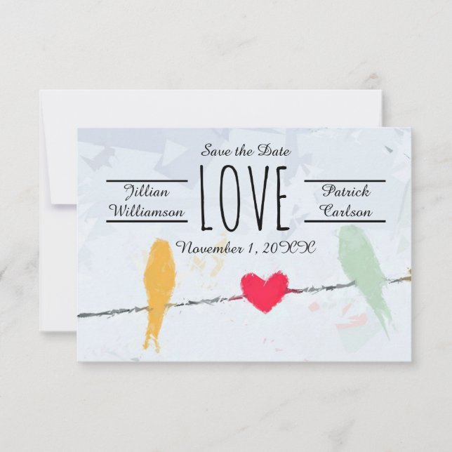 Birds on a Wire - 3x5  Save the Date Card (Front)