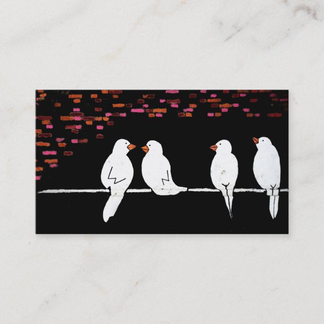 birds on a wire : brick wall business card (Front)