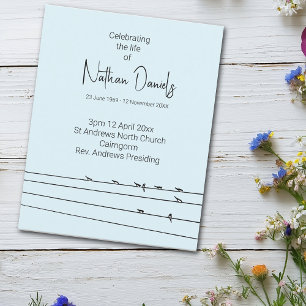 Birds on a Wire Celebration Of Life Program Card