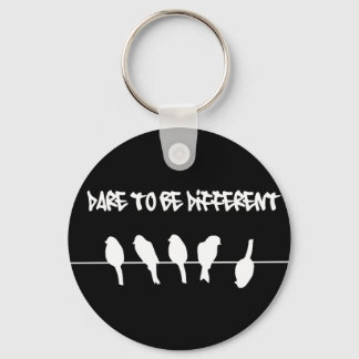 Birds on a wire – dare to be different (black) key ring
