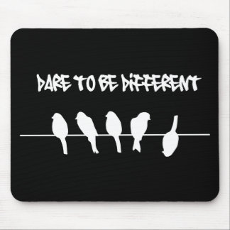 Birds on a wire – dare to be different (black) mouse pad