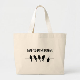 Birds on a wire – dare to be different large tote bag