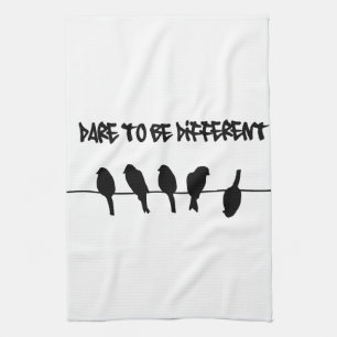 Birds on a wire – dare to be different tea towel