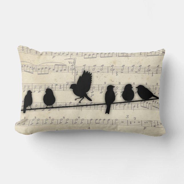 Birds on a Wire Lumbar Cushion (Front)